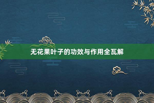 无花果叶子的功效与作用全瓦解